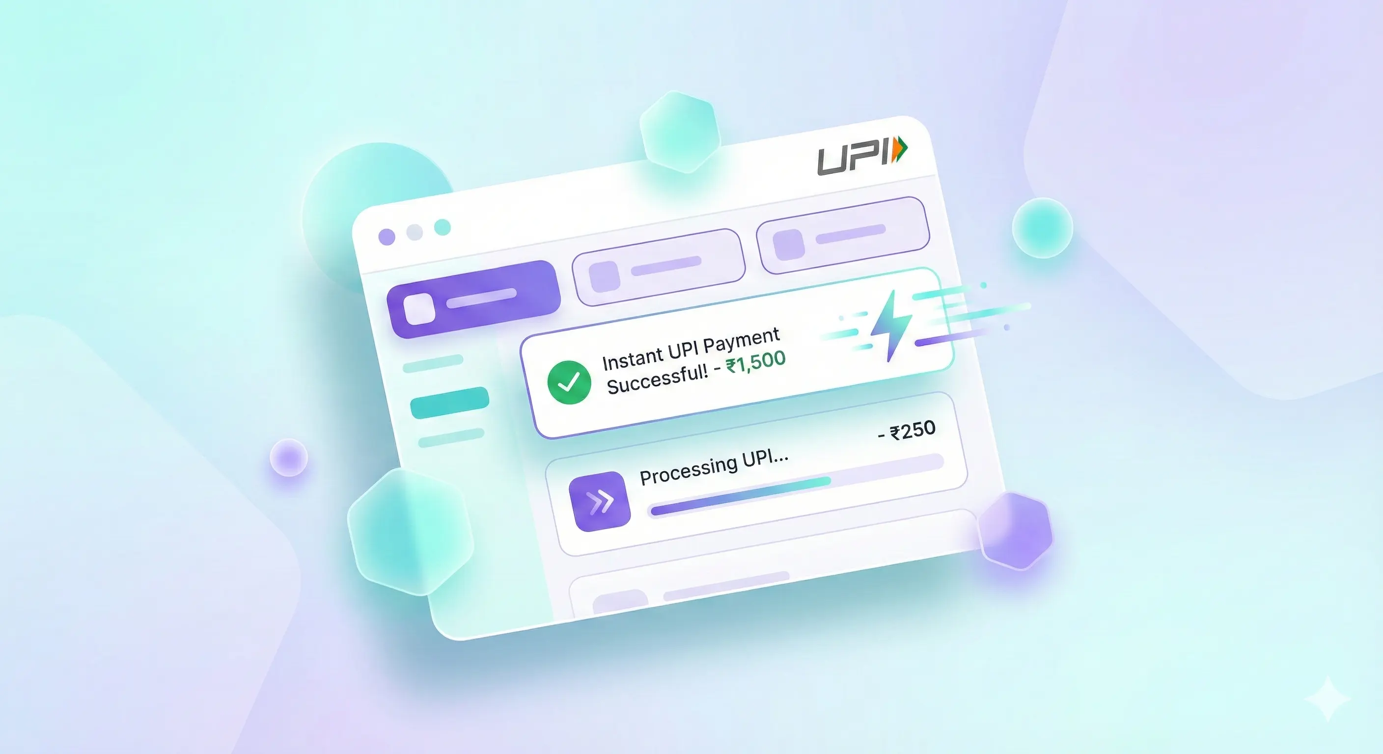 An interface showing instant payment processing dashboard